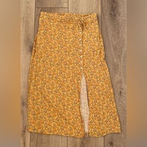 American Eagle Floral Tie-Waist Midi Skirt